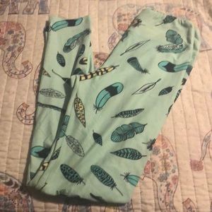 Lularoe light blue feather leggings OS